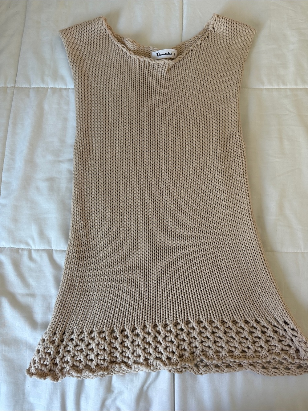 Vernacular Beige Knit Sleeveless Top